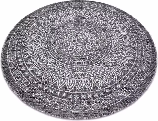 RugsX Loft Round Boho Rug in Grey, Diameter: 160 cm – 1