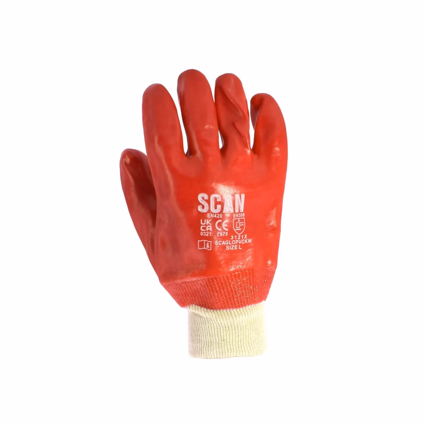 Scan PVC Knitwrist Gloves, Red and Multicolour, Size L (9) – 2