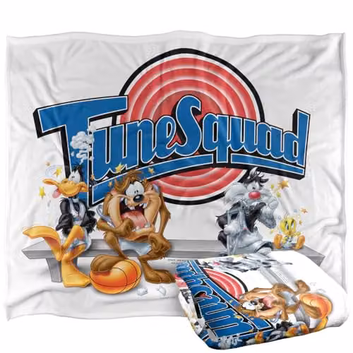 LOGOVISION Space Jam Tune Squad Group Super Soft Silky Touch Fleece Throw Blanket, Multicolour, W: 152 cm x D: 127 cm – 1