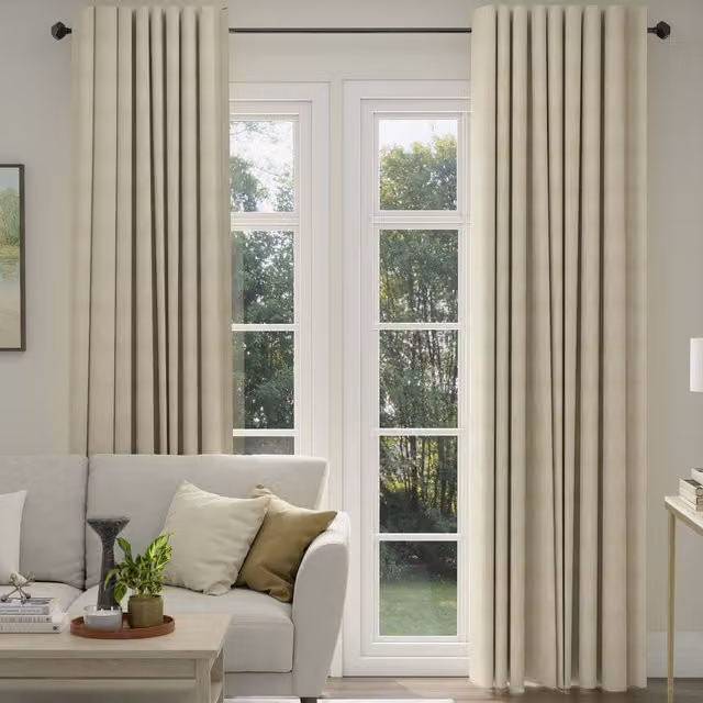 Ante Decor Eden Made To Measure Blackout Chenille Fabric Curtains in Beige