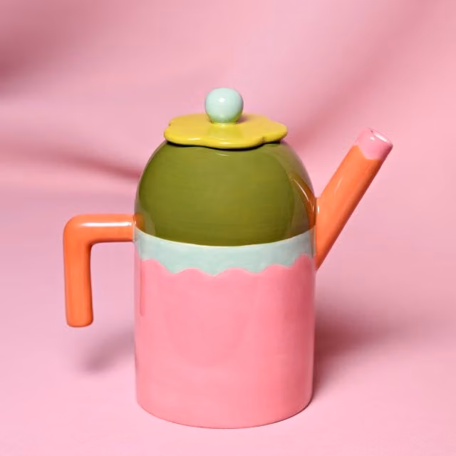 Raspberry Blossom Floral Ceramic Teapot in Multicolour – 1