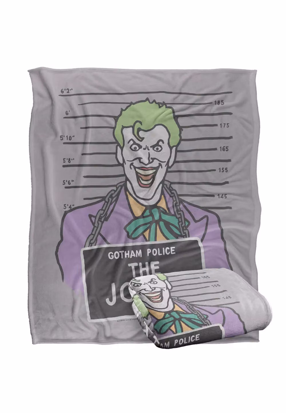 DC Comics Batman The Joker Mugshot Blanket, White, W: 152 cm, D: 127 cm – 2