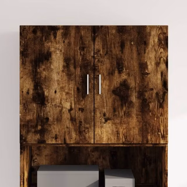 Berkfield Home Wall Mounted Smoked Oak Cabinet in Brown, W/D/H: 80 x 42.5 x 64 cm