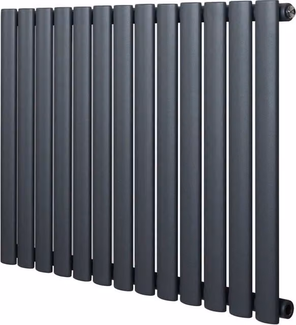 Monstershop Oval Single Column Steel Radiator in Anthracite Grey, W: 60.0 cm, H: 78.0 cm