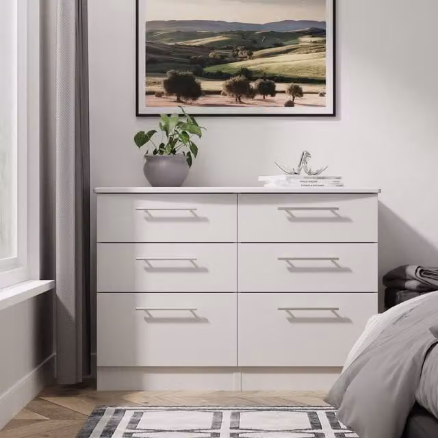 2 U Carlton 6 Drawer Wide Chest in Grey