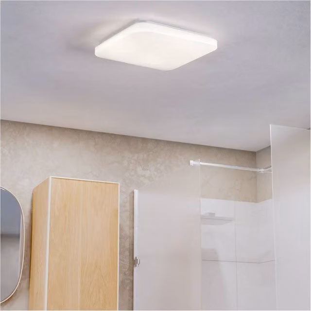 Loops Modern White LED Square Bathroom Ceiling Light with Bulb Included