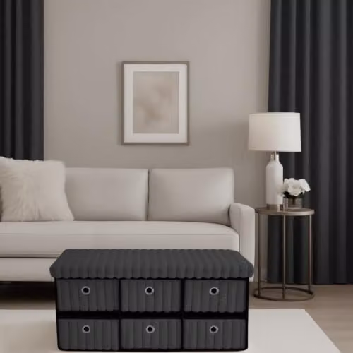 GC GAVENO CAVAILIA Large Storage Box Ottoman Footstool in Anthracite, W/D/H: 76 x 35 x 35 cm – 3