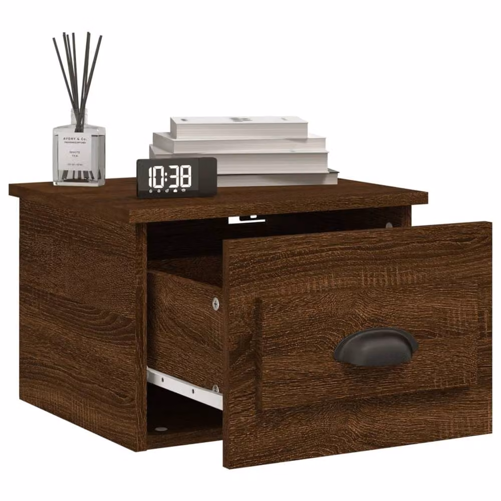 Berkfield Home Wall-mounted Bedside Cabinet in Brown Oak, W: 41.5 cm, D: 36 cm, H: 28 cm – 3
