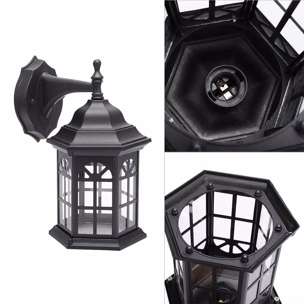 EONLION Antique Black Wall-Mounted Lantern Light with Transparent Glass and Aluminium Body for Garden, Balcony or Terrace – 4