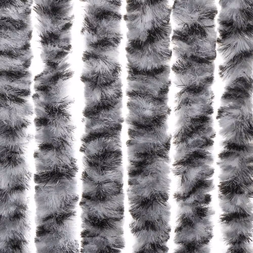 Berkfield Home Striped Chenille Thermal Insulating Fly Curtain in Grey, Black and White, W: 100 cm, H: 230 cm – 6