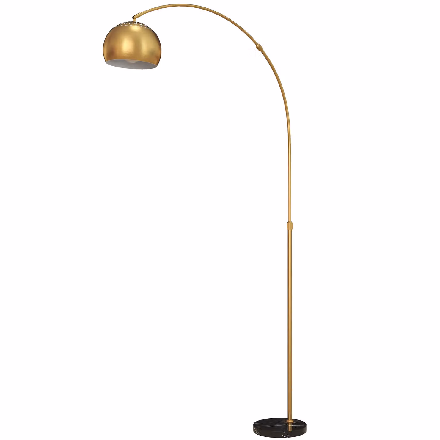 HOMCOM Gold Arc Floor Lamp for Living Room, Metal U-Shaped Standing Lamp, H 180 cm x W 26 cm x D 26 cm – 2