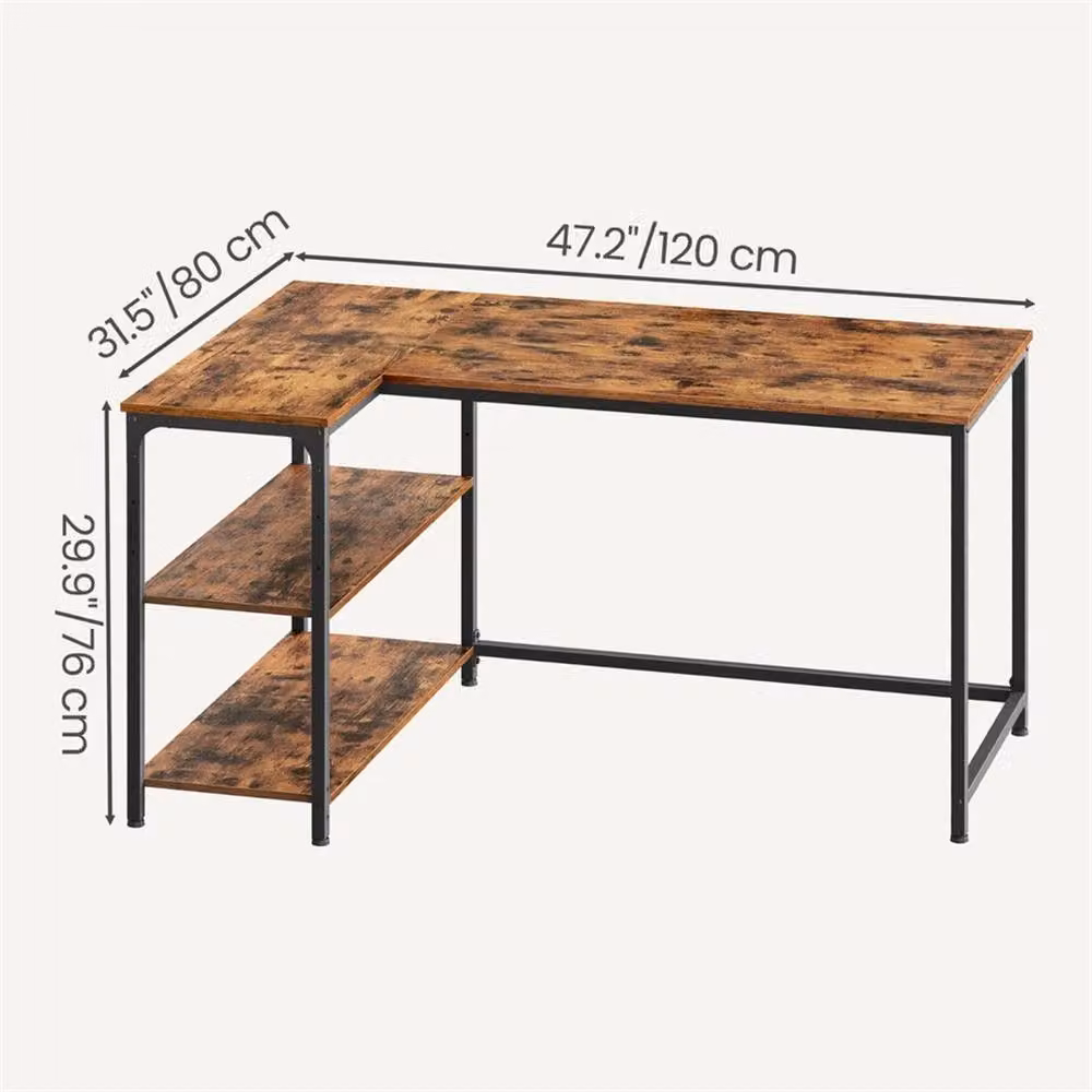 Nordara L-Shaped Corner Gaming Desk with Storage in Brown, W/D: 100 x 100 cm – 2