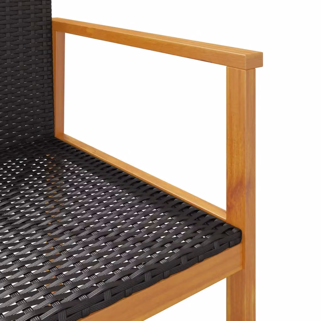 Berkfield Home Modern Black Poly Rattan and Solid Wood Garden Chairs, Set of 2 – 7