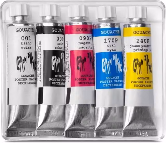 Caran d'Ache Gouache Studio 5 Primary Colours, 5 x 10ml, Multicolour
