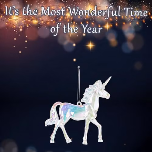 VFM e-Store Iridescent Acrylic Unicorn Christmas Tree Hanging Ornament, 12 cm – 3