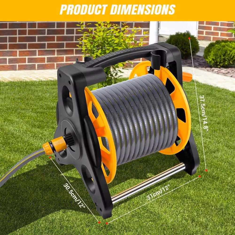 NESTLUNE 25m Reinforced Tough Garden Hose Pipe Reel in Yellow – 3