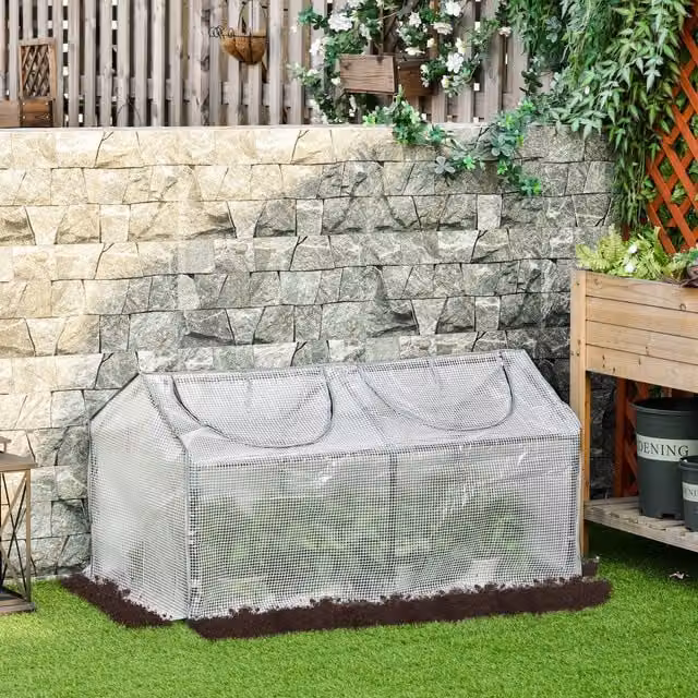 Outsunny Mini Greenhouse Small Plant Grow House with Windows, White, W/D/H: 120 x 60 x 60 cm – 4