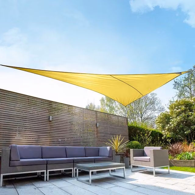 Kookaburra Waterproof Right Angle Triangle Sun Shade Sail, Yellow, W: 6 m, D: 4.2 m, UPF 50