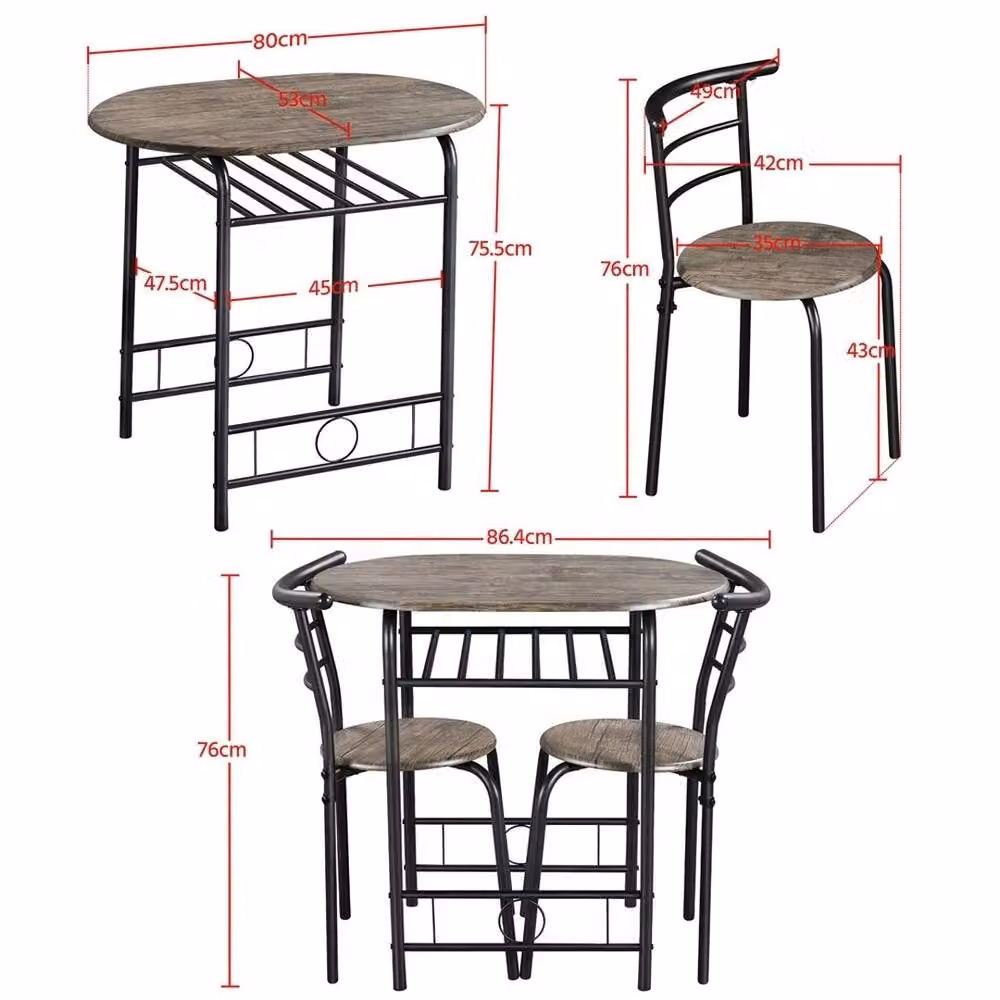 Kelvenix Compact Round Dining Room Set in Light Brown – 2