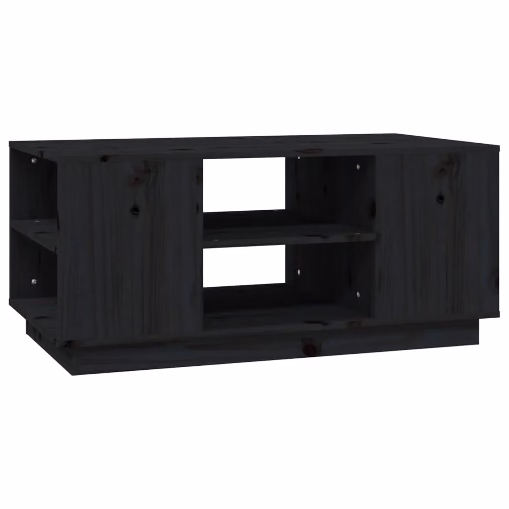 Berkfield Home Black Rustic Solid Pine Coffee Table W/D/H: 90 x 49 x 40.5 cm – 2