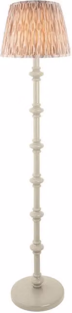 Netlighting Carnaby Almond White Floor Lamp with Fabric Ikat Shade and Brass Details, Shade Diameter: 35 cm – 1