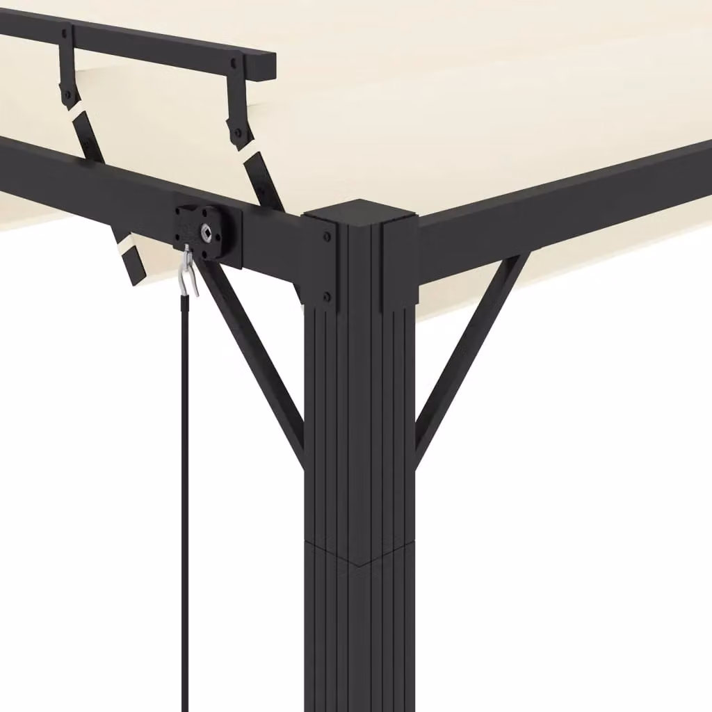 Berkfield Home Gazebo with Louvered Roof in Beige Aluminium and Cream Fabric, W: 400 cm, D: 300 cm – 3