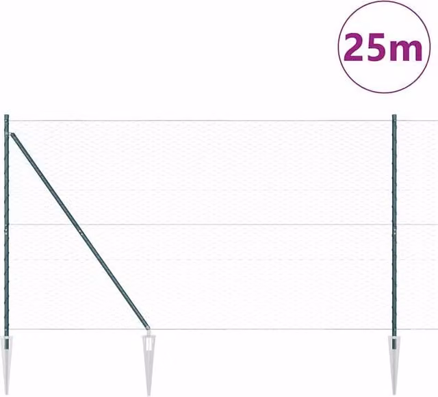 Berkfield Home Green Powder-Coated Steel Hexagon Fence, H: 160 cm x W: 25 m – 1