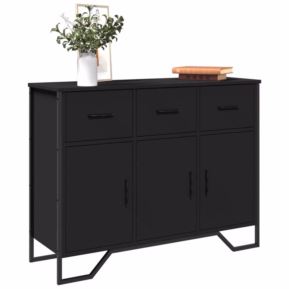 Berkfield Home Black Matt Sideboard, W/D/H: 97 x 32.5 x 74.5 cm – 2