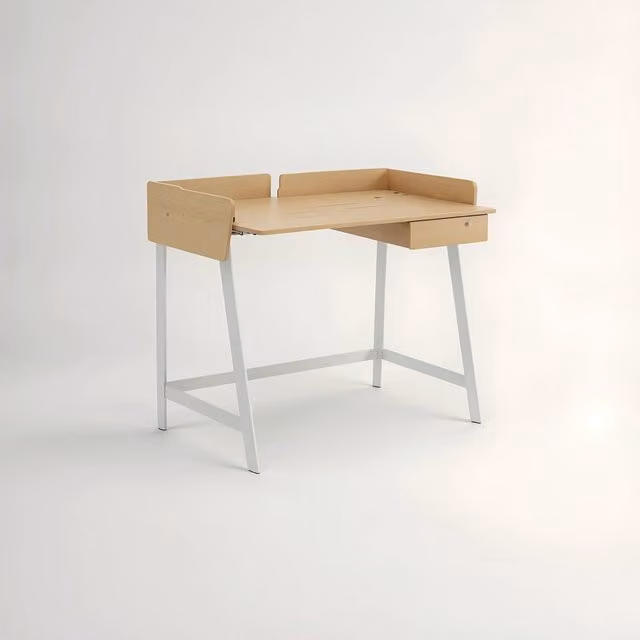 Orsina Modern Oak Writing Desk in Brown and Beige