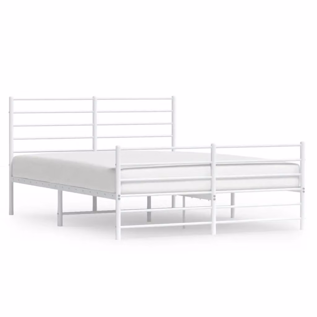 Berkfield Home Metal Bed Frame with Headboard and Footboard in White, W/D/H: 160 x 200 cm – 2