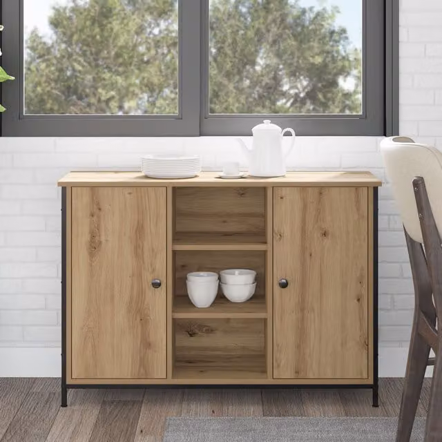 Berkfield Home Artisan Oak Sideboard in Brown, W/D/H: 100 x 35 x 70 cm
