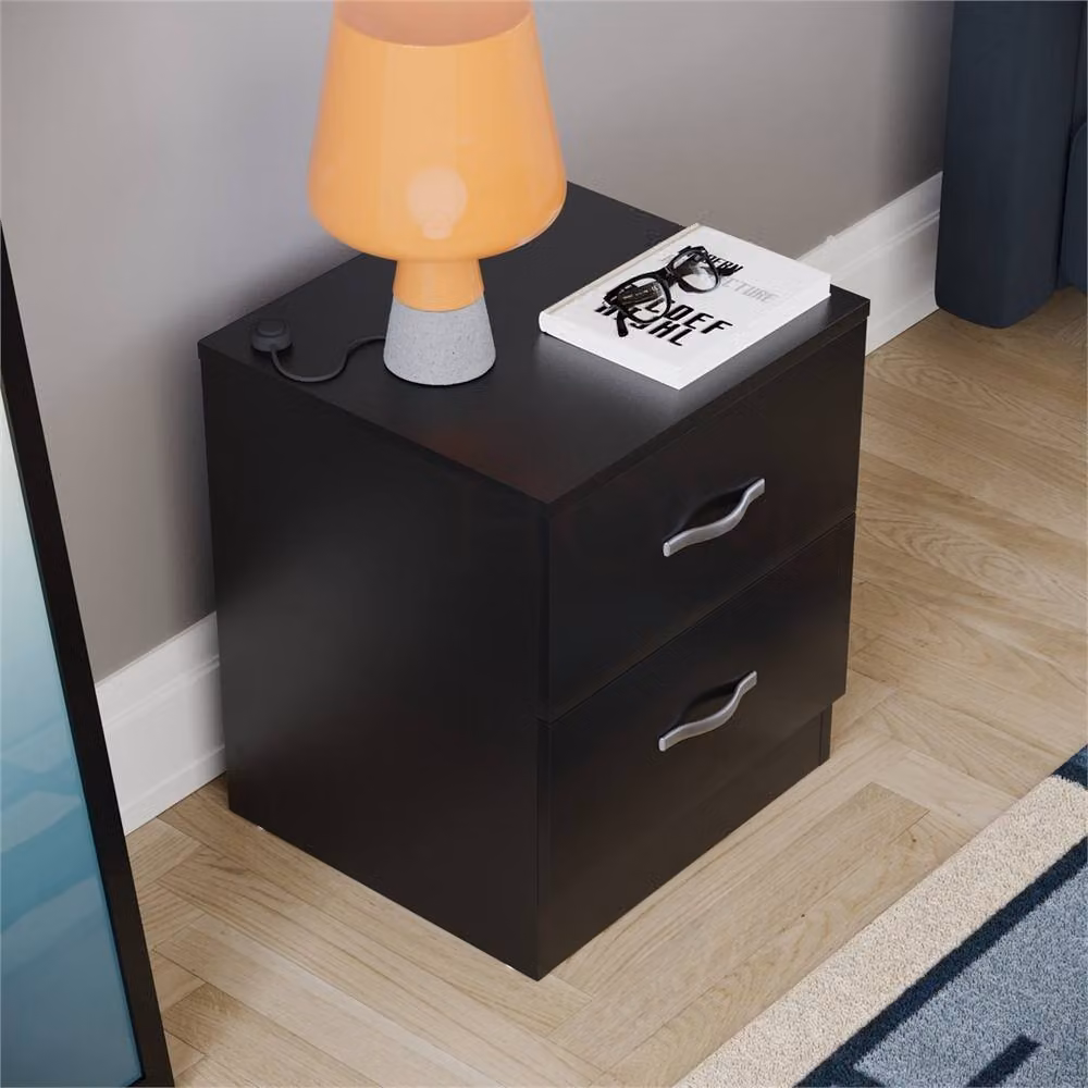 FORGEVIO Modern 2 Drawer Bedside Chest in Black – 4