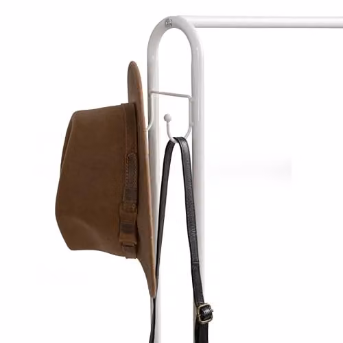 Direct Online Houseware Metal Clothes Rail with Dual Hooks and Two Shelves in White – 2