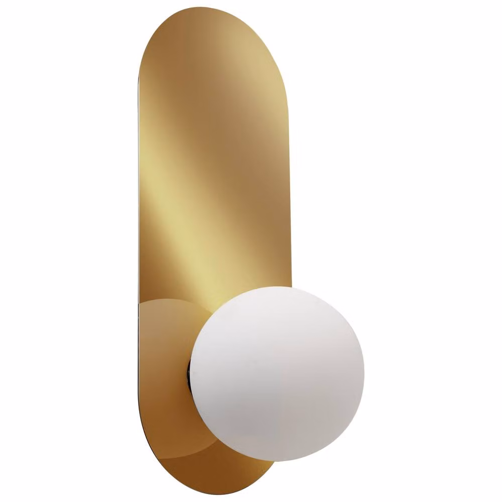Wyld and Coco Set of 2 Gold and White Vintage Globe Wall Lamps with Opaque Glass Spheres – 3
