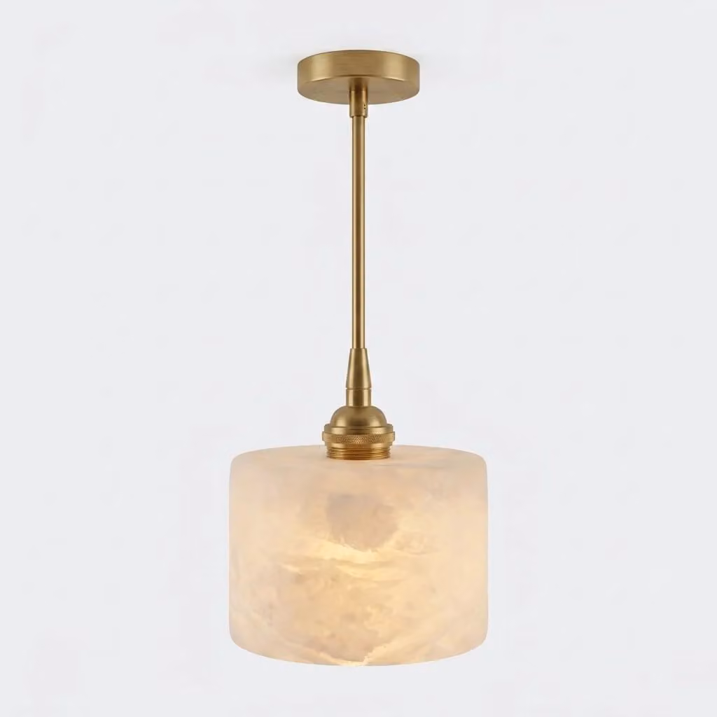 Araco Lumière Frozen Alvos Alabaster LED Ceiling Light in White and Gold/Brass