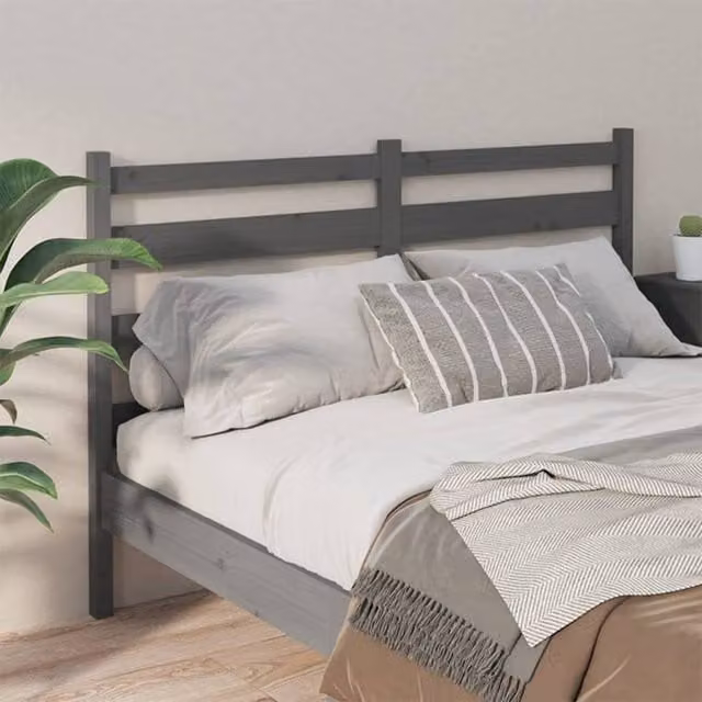 Berkfield Home Beautiful Bed Headboard in Grey Solid Pine Wood, W: 126 cm, D: 4 cm, H: 100 cm