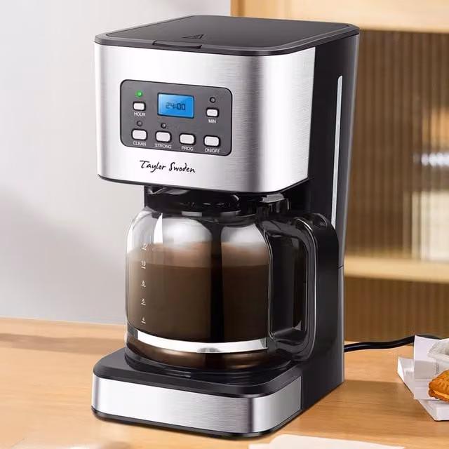Taylor Swoden 950W Filter Coffee Machine with Glass Jug in Silver