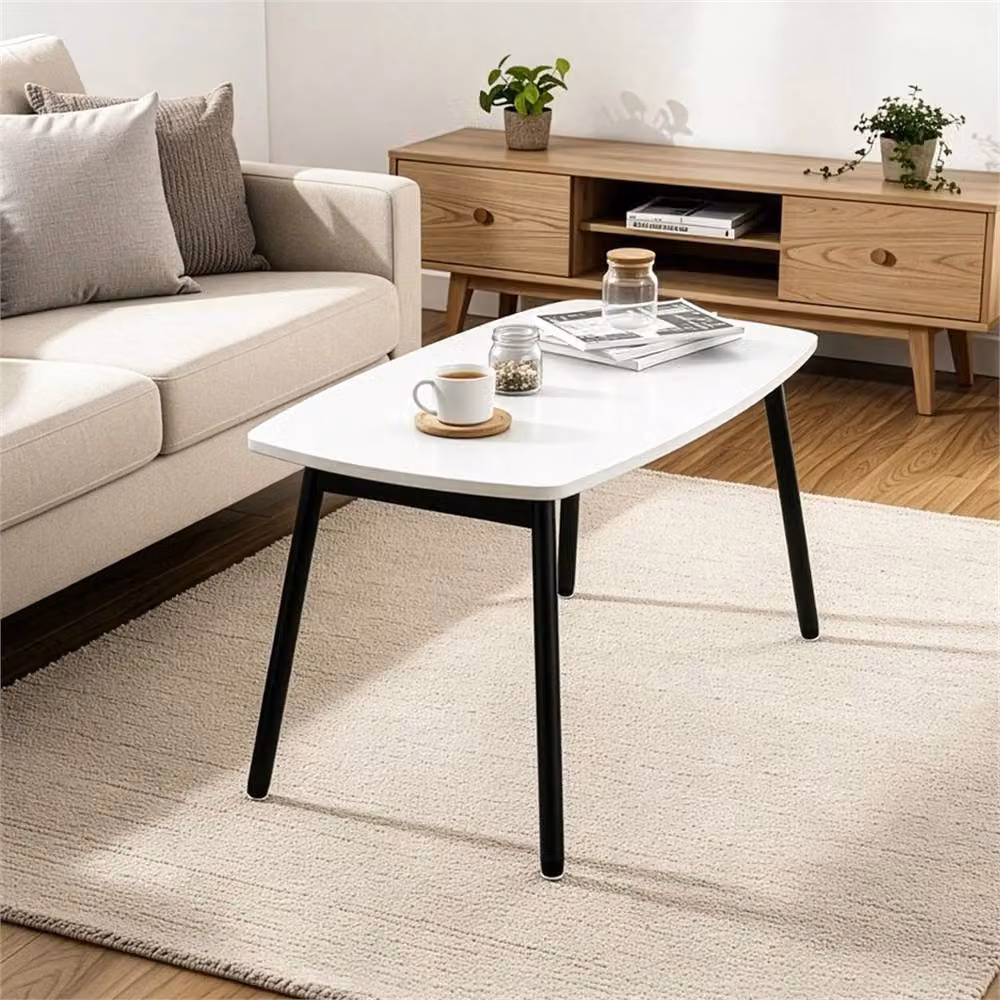 VOGREX White Mid-Century Modern Folding Coffee Table, W: 80 cm, D: 45 cm, H: 40 cm – 3