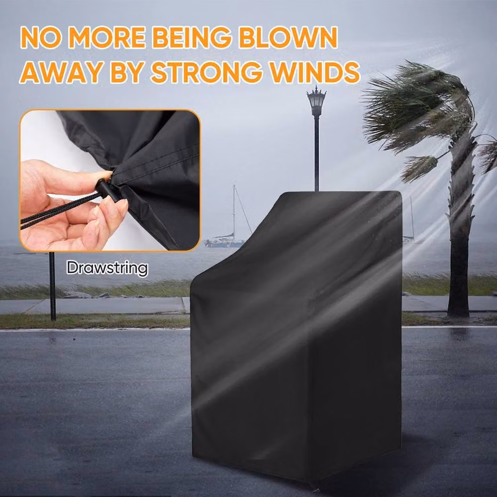 KORVIXA Waterproof Black Polyester Stacking Dining Chair Cover – 5