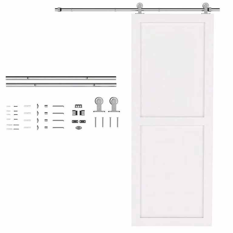 HOMCOM Sliding Door Hardware Kit in Silver Tone Stainless Steel