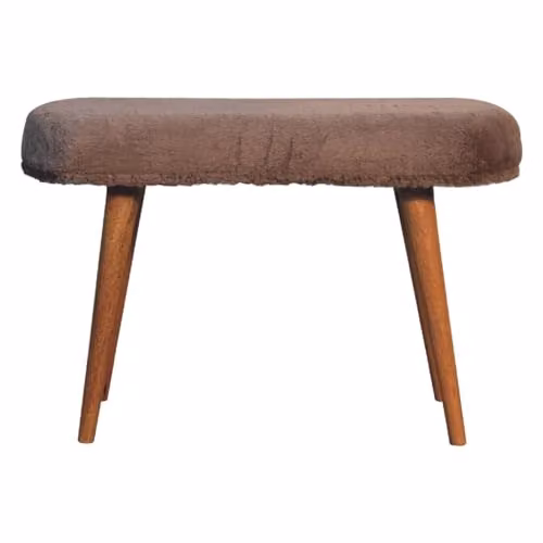 Artisan Furniture Mango Wood Bench with Brown Animal Print Velvet Upholstery W/D/H: 120 x 40 x 45 cm – 2