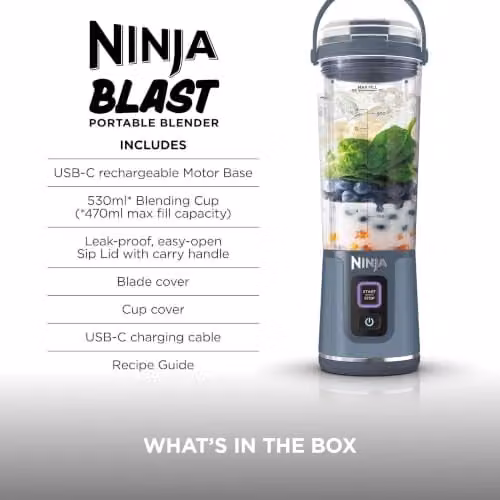 Ninja Blast Max Portable Blender, Blue, 570 ml, Rechargeable Battery BC251EUNV – 10