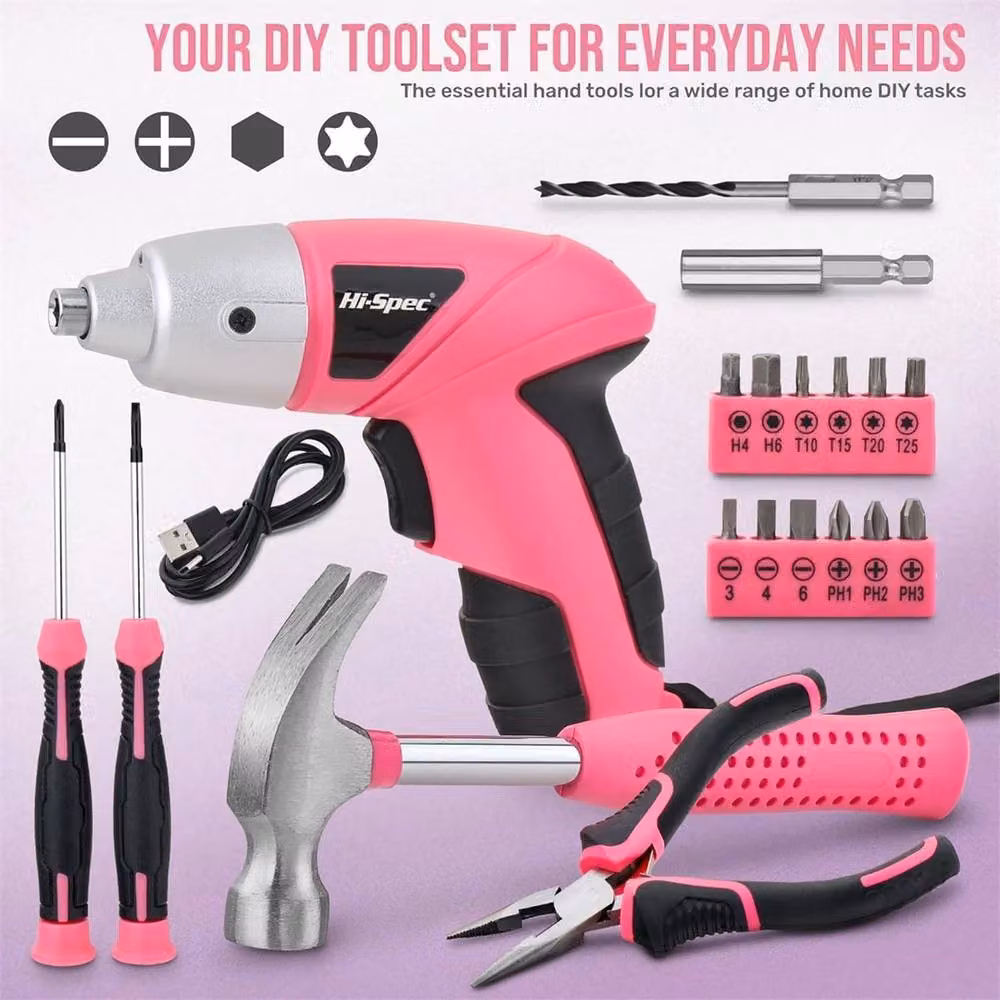 Nordara 3.6V Pink Cordless Screwdriver 19PC USB Rechargeable Tool Kit – 6
