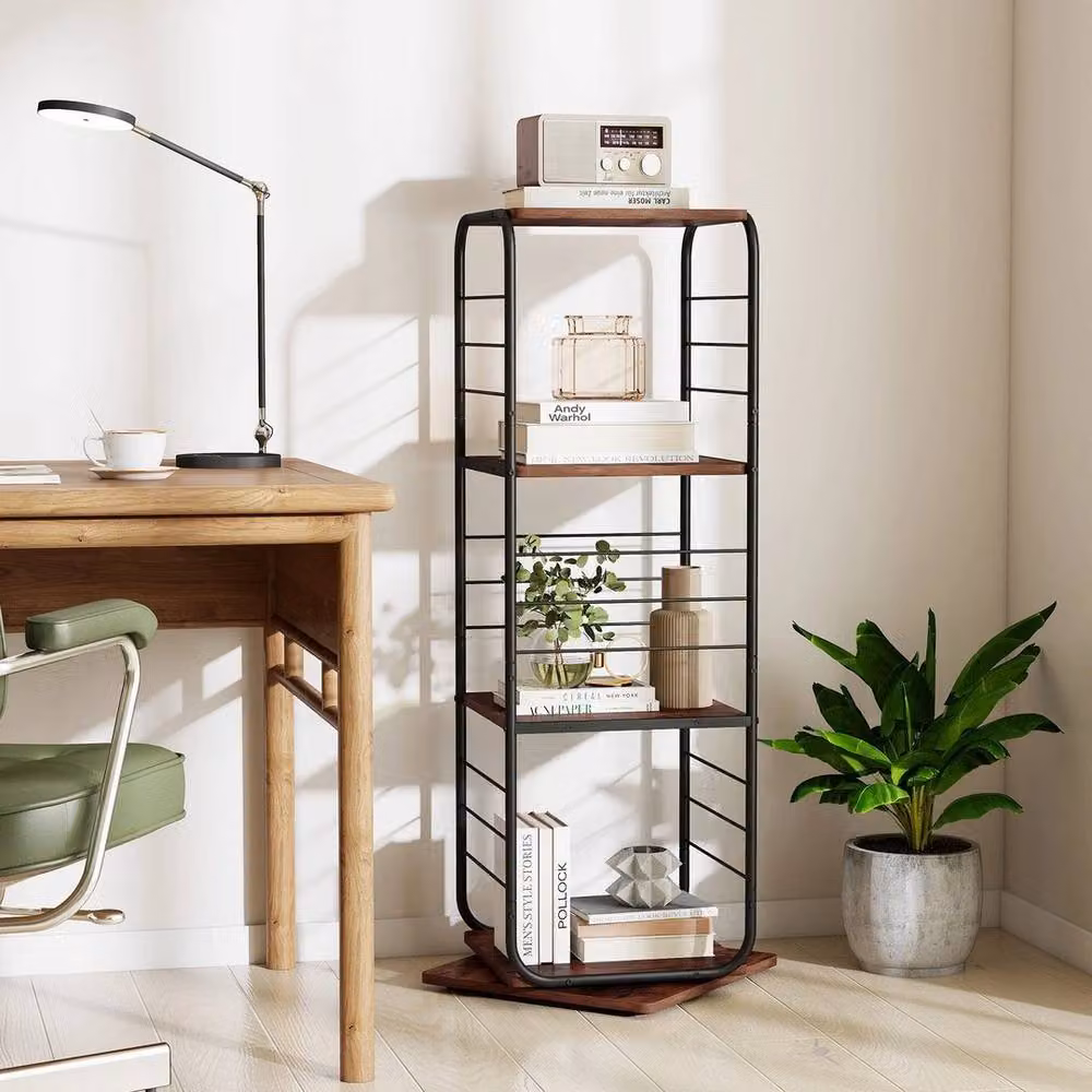 KORVIXA Black Metal Floor Standing Revolving Display Rack, W/D/H: 100 x 100 x 100 cm – 2