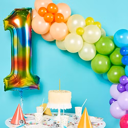 AMS Large Number 1 Bright Rainbow Multicolour Hanging Decoration for Birthdays and Anniversaries – 2