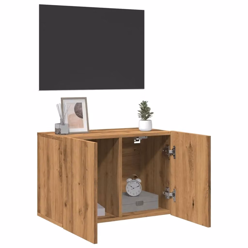 Berkfield Home Wall-mounted Artisan Oak TV Cabinet in Brown, W: 60 cm, D: 30 cm, H: 41 cm – 3