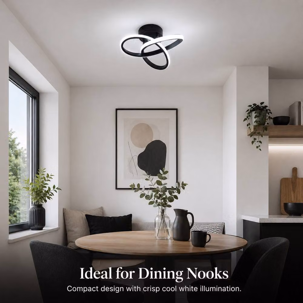 Goeco Modern Flower Design LED Ceiling Light in Black, 6500K Cool White – 2