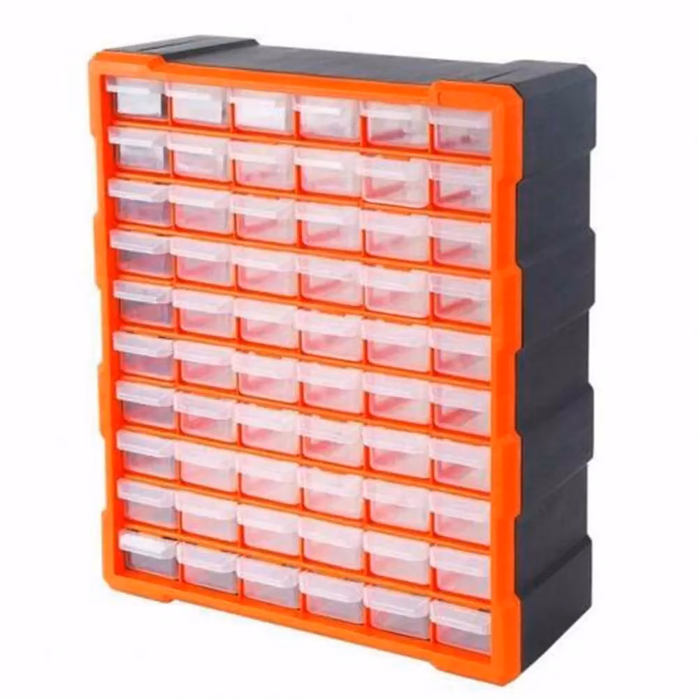 Dprodo 60-Drawer Plastic Storage Cabinet in Orange, Wall-Mountable, W/D/H: 60.0 x 46.5 x 38.0 cm – 4