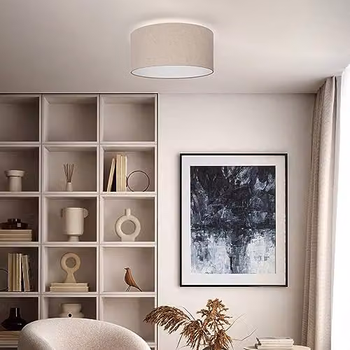 Eglo Feniglia Flush Ceiling Light in Black and Beige – 3