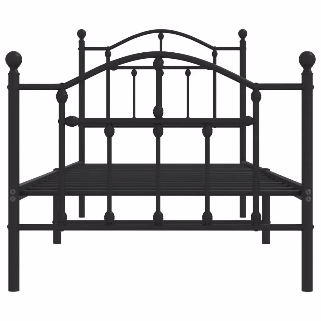 Berkfield Home Metal Bed Frame with Headboard and Footboard in Black, W: 80 cm, L: 200 cm – 3